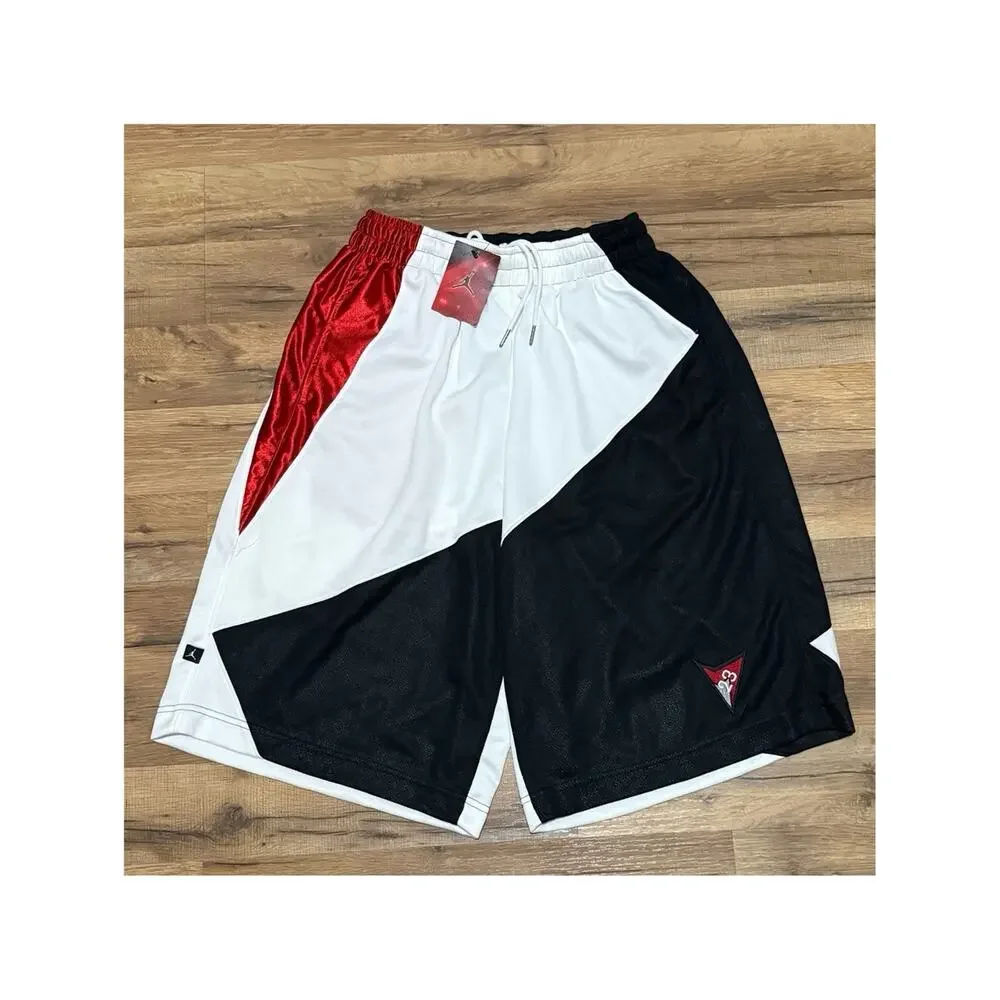 2004 Air Jordan 23 White Black Red Chicago Vintage Baggy 267893-100 Shiny Shorts